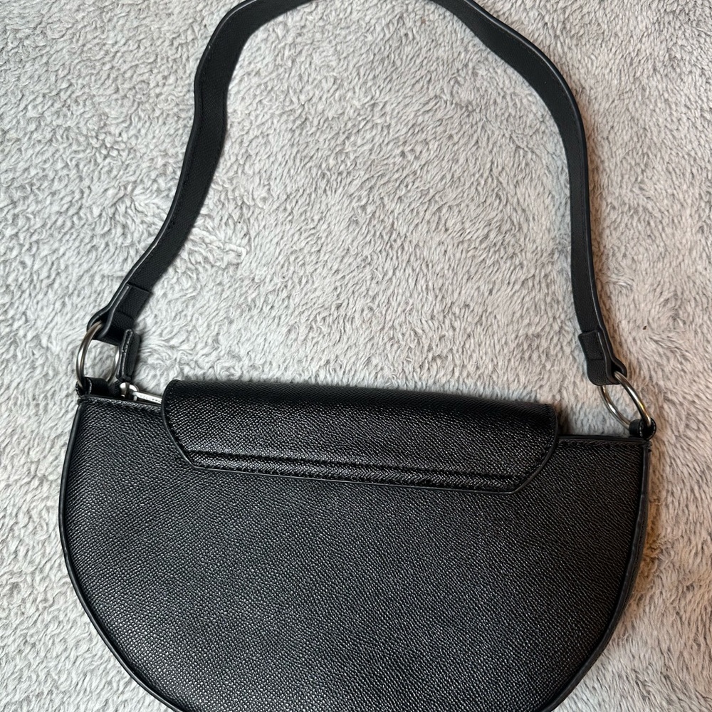 French Connection Black Half Moon Shoulder Bag Crossbody Faux Leather - Picture 5 of 8